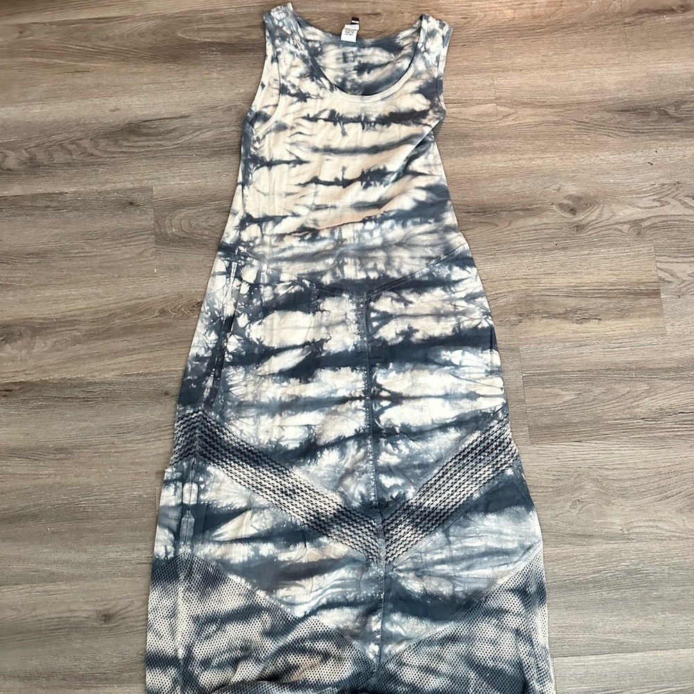 XCVI Blue and White Sleeveless Maxi Sundress